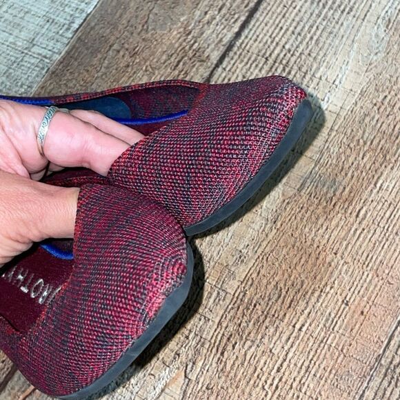 Rothys W8 crimson heather red gray slip on pointed toe ballet flats - Picture 7 of 13